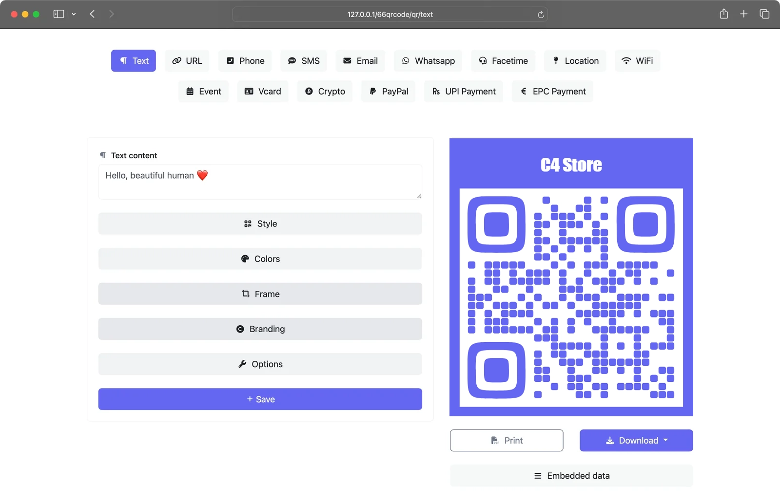 Screenshot of app dashboard